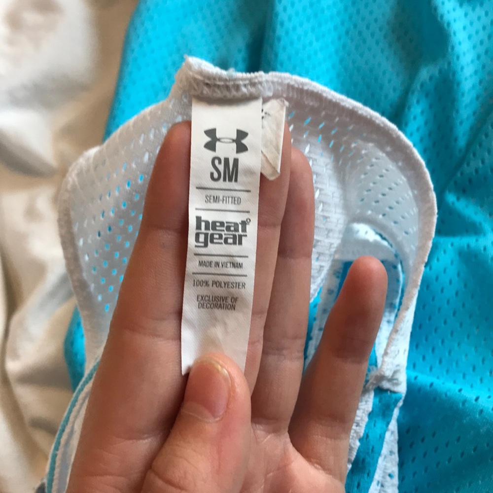 UNDER ARMOUR teal and white workout exercise top - Picture 4 of 4